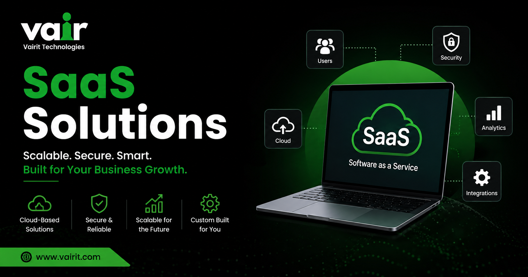 SaaS Solutions by Vairit Technologies – Cloud-based software development services.