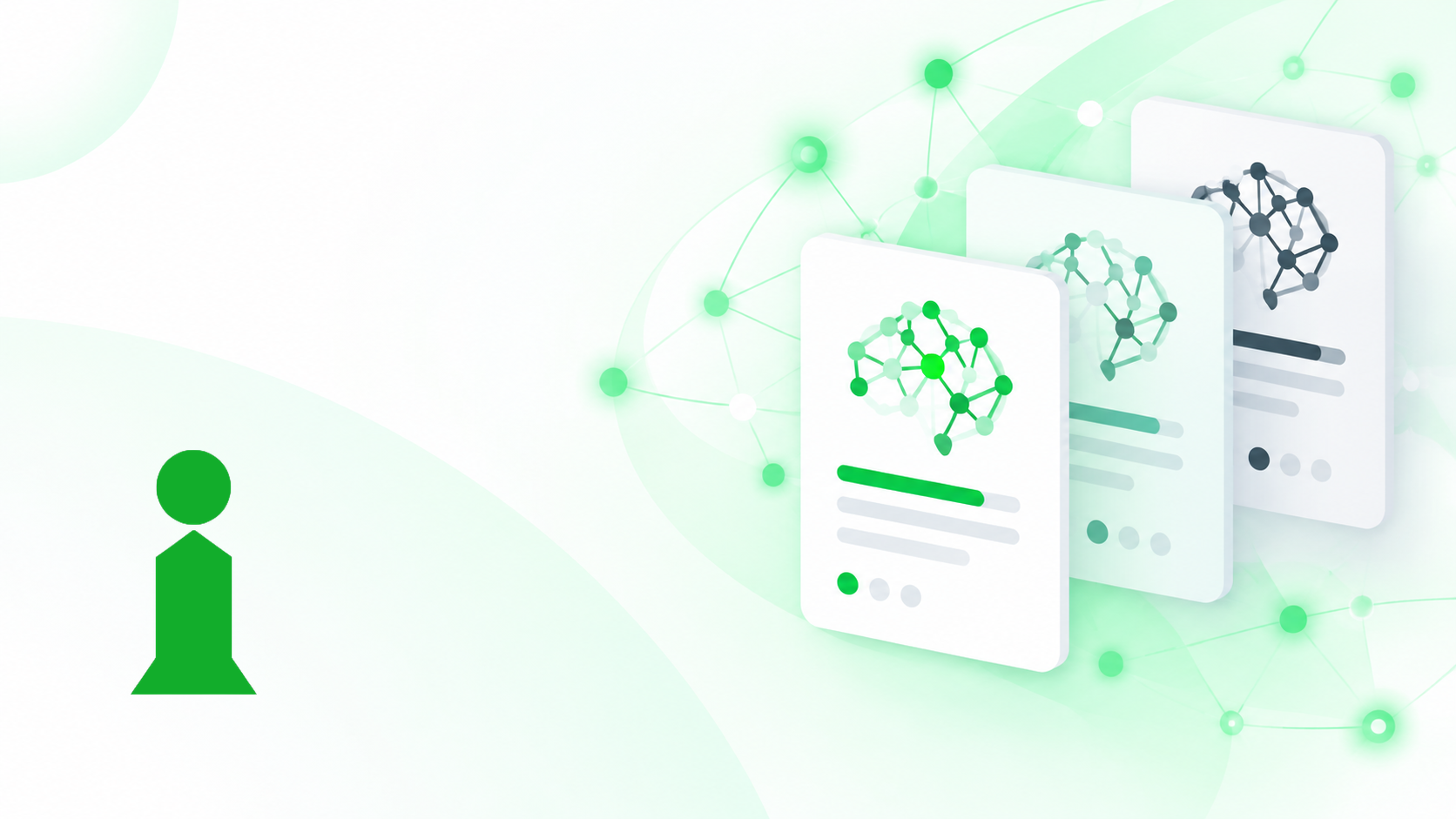 Illustration of AI model cards being compared, with the VAIR IT i icon, for choosing an AI model for business