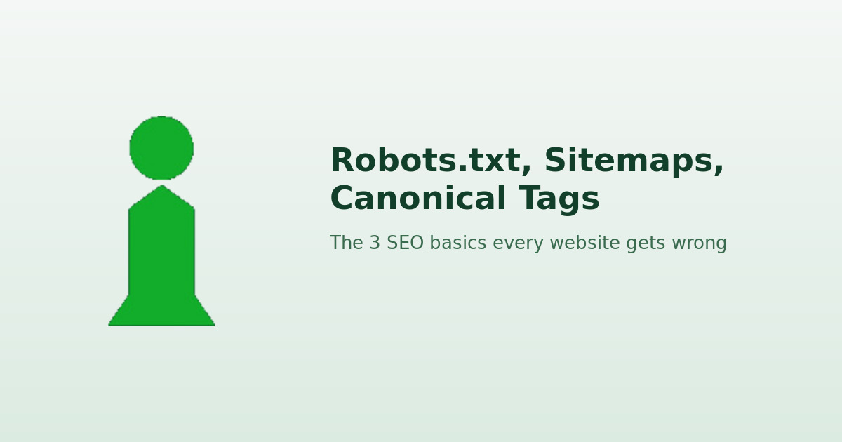 VAIR IT green i icon on a white cover about robots.txt sitemaps and canonical tags